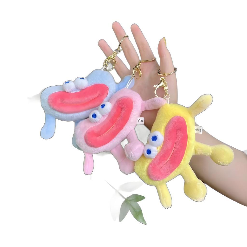 Playful Unique And Big Mouth Plush Keychain Cuddly Soft Toy Perfect For Decorating Backpacks Or Keys In Vibrant Colors