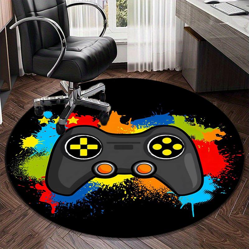 Energetic Gaming Controller round carpet Chair cushion Round Entryway Rug, Soft Round Rugs for Living Room, Bedroom, Circle Carpet decor gifts