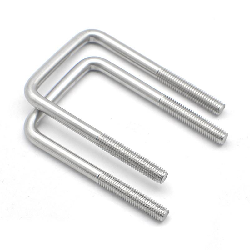 M6 M8 M10 304 Stainless Steel Right Angle U-Shaped Square Clamp U-Shaped Screw U Bolt Fixing Clamp Bolt Pipe Clamps L:50-200mm