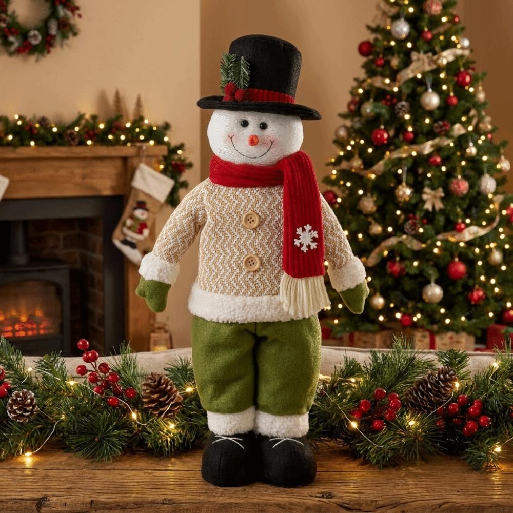 Extendable Legs Christmas Snowman Ornament Space-Saving Retractable Standing Doll Home Decor