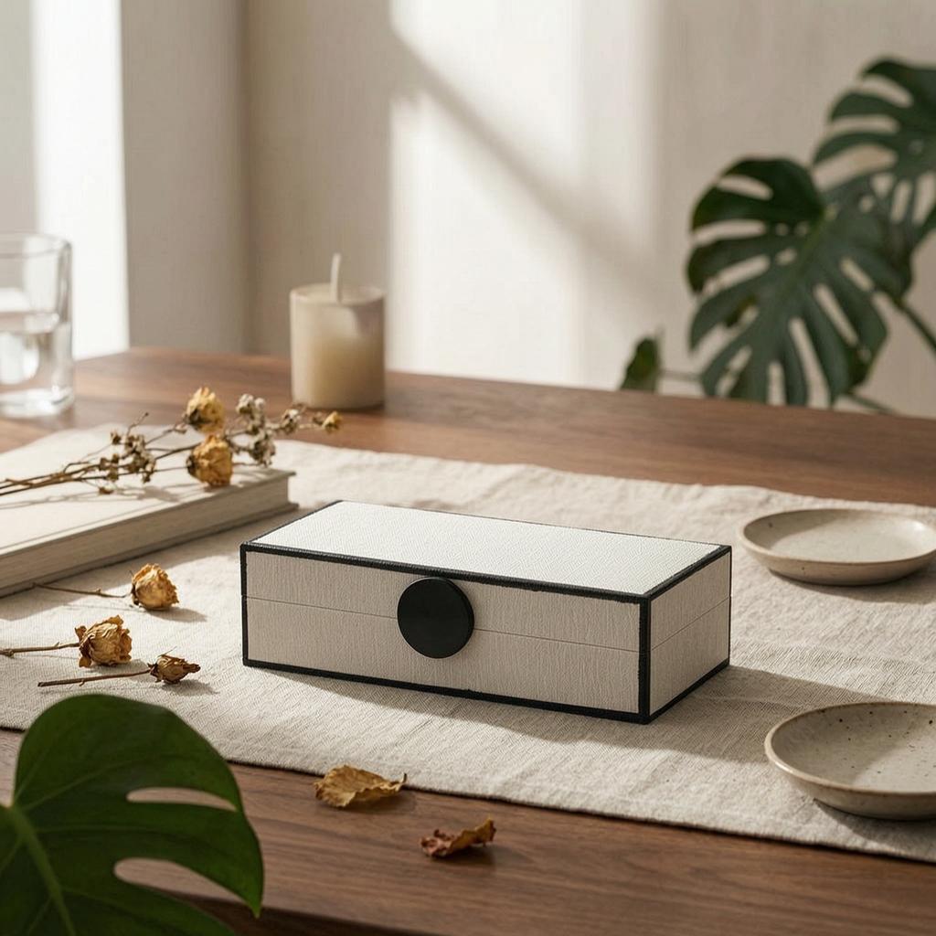 Jewelry Box with Hinged Lid Small Wooden Box with Hinged Lid Tabletop Organizer Decorative Modern for Vanity, Dresser