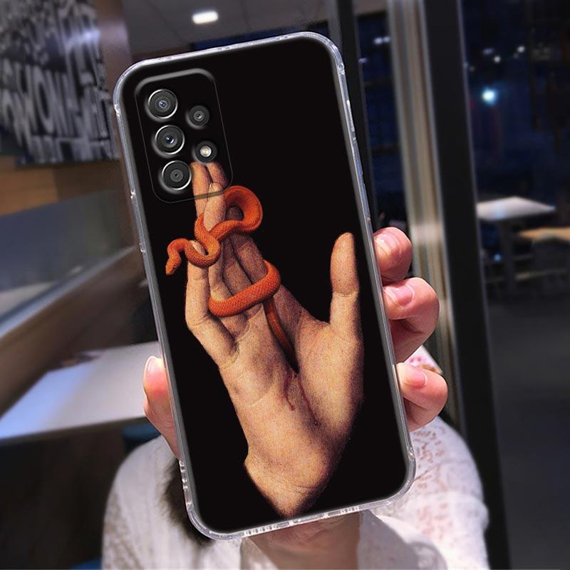 

Силиконовый прозрачный чехол для Samsung Galaxy A52 A51 A53 A72 A71 A73 A32 A31 A33 A22 A11, мягкие чехлы, чехол с изображением змеи, цветов и животных Samsung A11