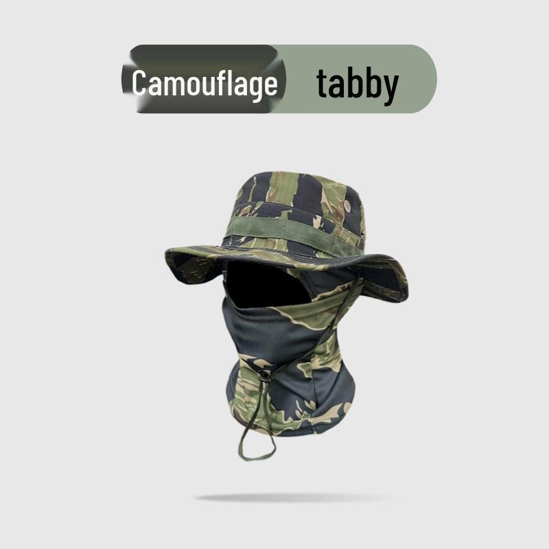 Camouflage Winddichter Fischerhut & Sonnenschutzmasken-Set für Outdoor-Aktivitäten
