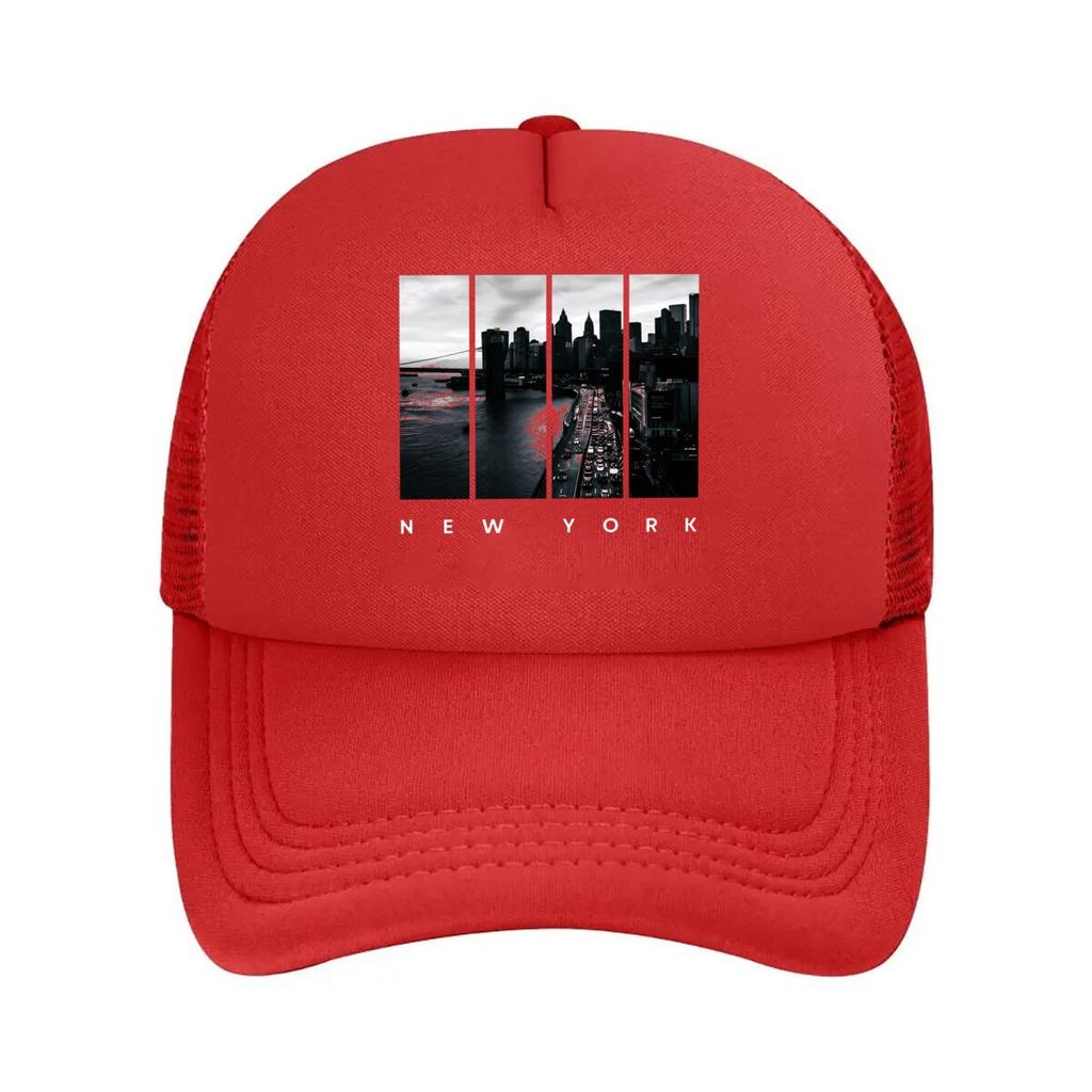 Black White Urban Cityscape Bridge Skyline Traffic Panel Art Mesh Baseball Cap Casual Hat Outdoor  For Womens Unisex FeUnisex