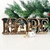 Handcrafted HOPE Letter Wooden Table Sign with Nativity Scene Carved Ornament Home Decors Safe Nontoxic Decoration
