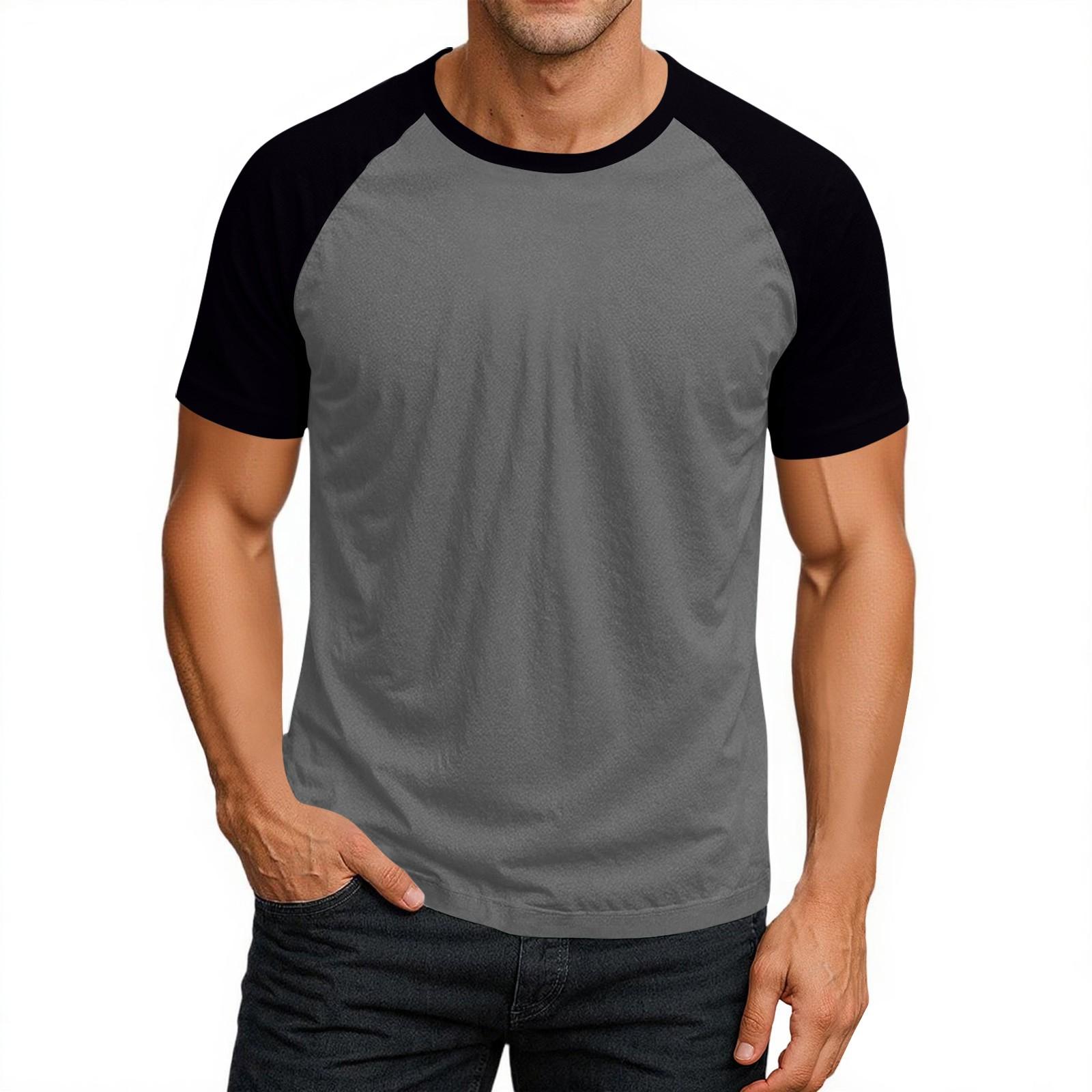 

Мужская футболка с круглым вырезом, контрастного цвета, с рукавами реглан и коротким рукавом XXXL чёрный