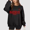 Damenmode Langarm Print Rundhals Lockerer Pullover Sweater Top