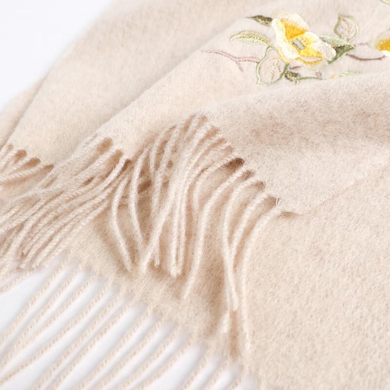 Hangsilu Pure Wool Embroidered Scarf, Soft Wrap for Women, Birthday Gift for Wife Or Mother, Practical Gift Box for Holidays