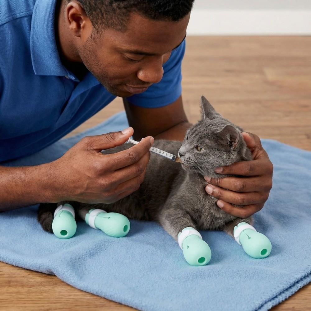 4Pcs Cat Protection Anti-scratch Cat Foot Covers Small Protective Cat Shoes Comfortable Soft Pet Cleaning Supplies Home