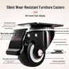 1.5-2 Inch Gold Diamond Black Casters with Brake - Industrial Directional Rollers Silent Wheels