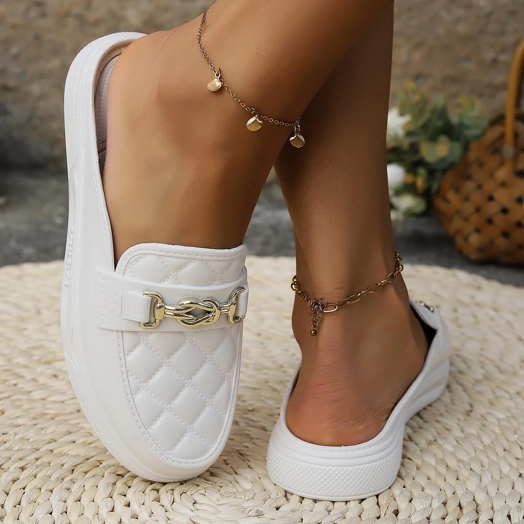 Fashion 2015 Women Spring Summer New PVC Fashion Home Casual Wear Thick Soled Women's Shoes Daily Round Head Half Sandals