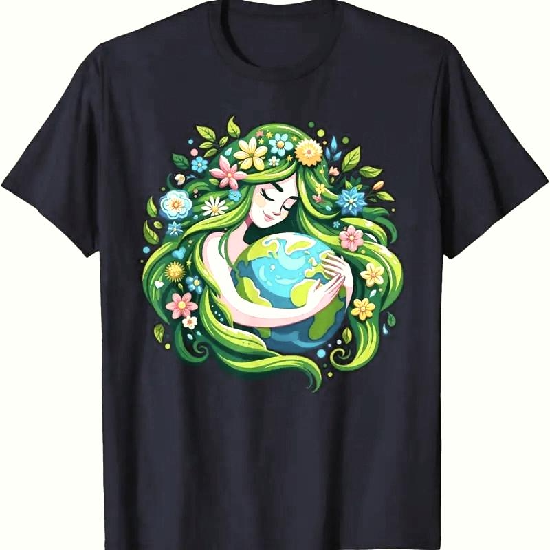 

Green Goddess Earth Day Save Our Planet Women Girl T Shirt O Neck Loose Tshirt Summer New Women Causal Aesthetic Y2k Tee Tops... 5XL різнокольоровий