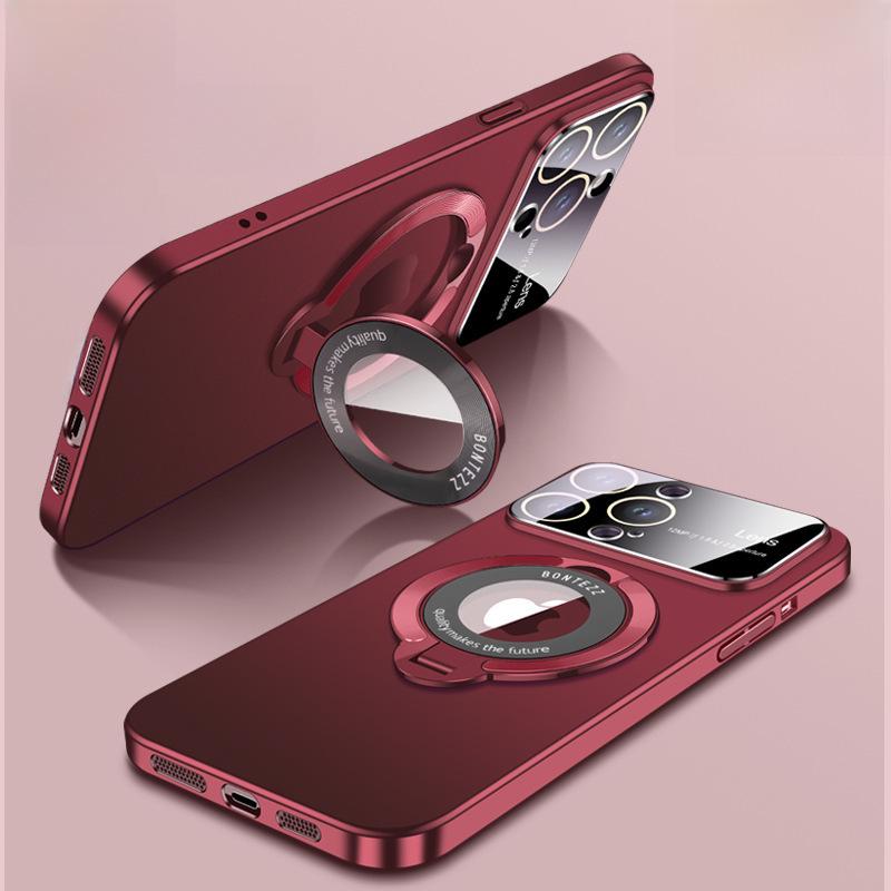 "iPhone 16 Pro Max Frosted Case with Magnetic Metal Bracket for Apple 15"
