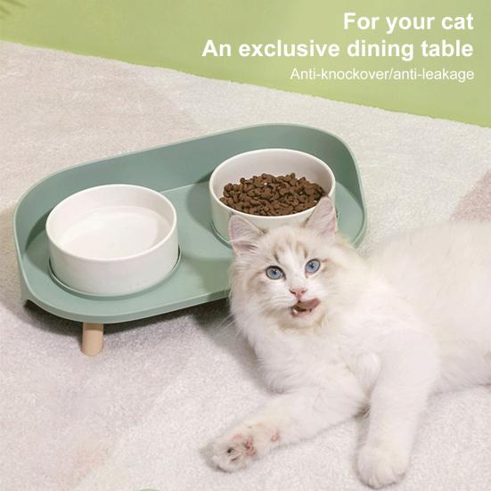 

1 компл., кормушка для еды, дизайн шеи, обеденный стол, кормушка для домашних животных, здоровые двойные керамические миски, товары для домашних животных