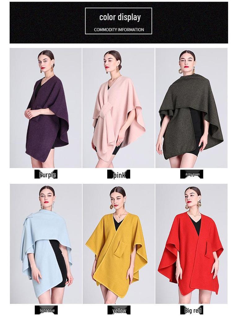 European & American Autumn/Winter Fashion Shawl Cape: Plus Size Knitted Cardigan Cloak for Women