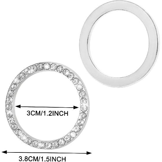 WINKA Car Engine Start Stop Button Cover Bling Accessories for Car 2pcs Ignition Ring Caps Keyless Push Start Button Ring Cap Interior Decoration