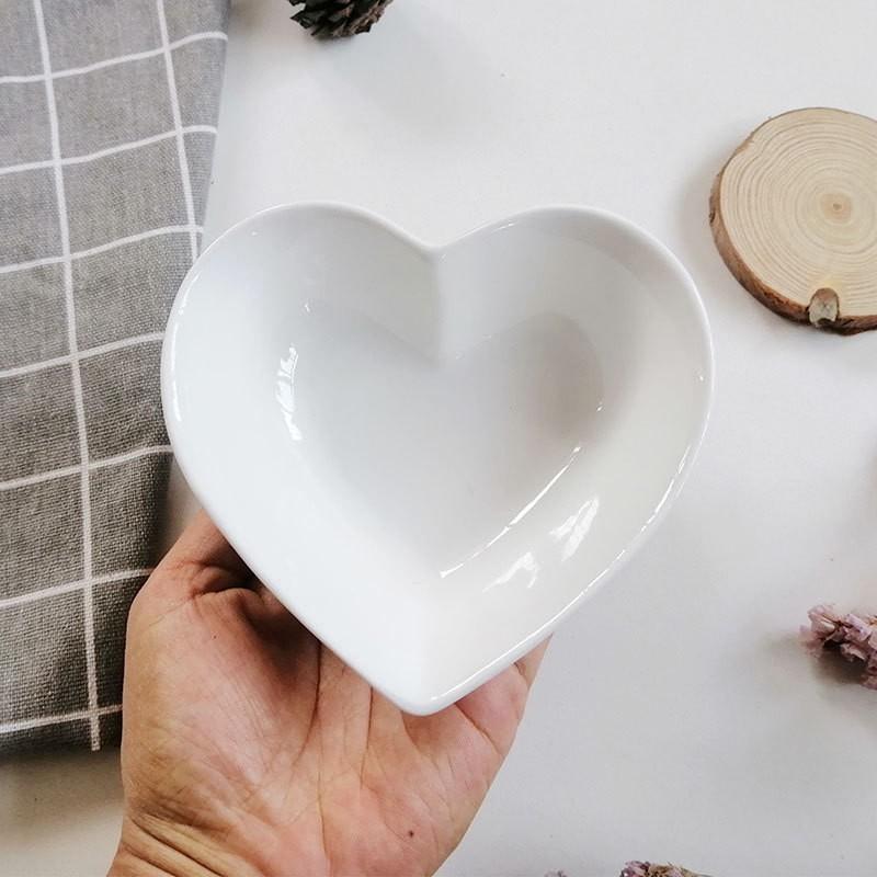Ceramic Heart-Shaped Dessert Bowl Kids - Cute Hand-Painted INS Style Snack Dish Microwave Safe Multiple Colors