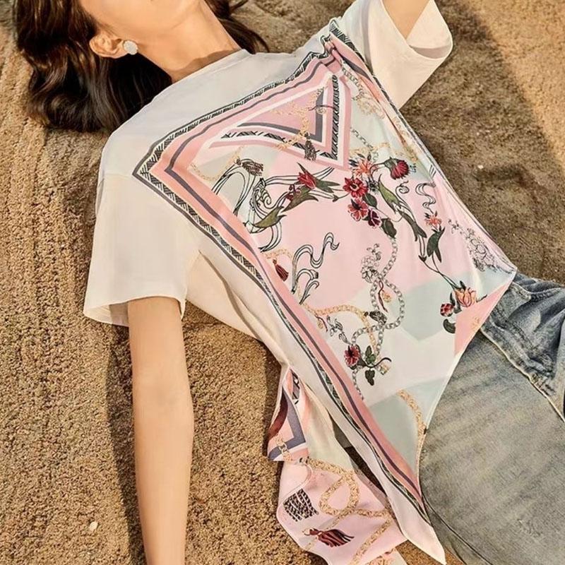 Korean Printed Patchwork Fashion Round Neck T-shirt Summer Women's Clothing Casual All-match Female Short Sleeve Tops for Female