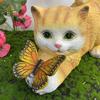 Butterfly Cats Statue Garden Ornament Solar Light Lawn Decors Home Yard Statue Festival Resin Figurine