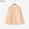 ZANZEA Women Casual Round Neck Long Sleeve Plaid Print Blouse