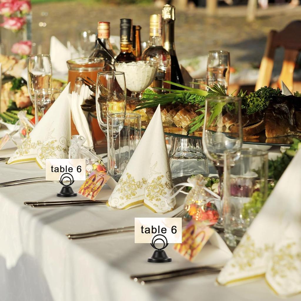 12Pcs Table Number Holders, Metal Black Finish Wire Picture Stands Name Menu Clips Place Card/ Memo/Photo Table Sign Holders for Wedding Party Office