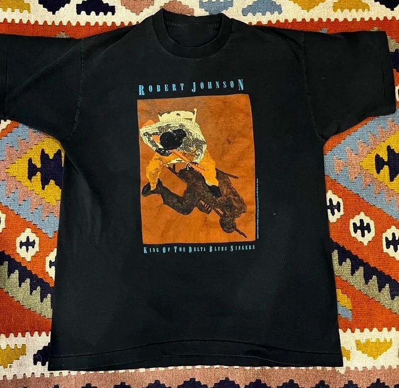 VTG Robert Johnson Tour Concert Heavy Cotton Black T Shirt S-5XL MC442 L