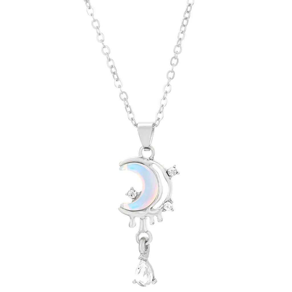 Mode Luxus Inlaid Zirkon Planet Mond Anhänger Halskette für Damen Mädchen Schmetterling Wassertropfen Schlüsselbein Kette Charm Schmuck