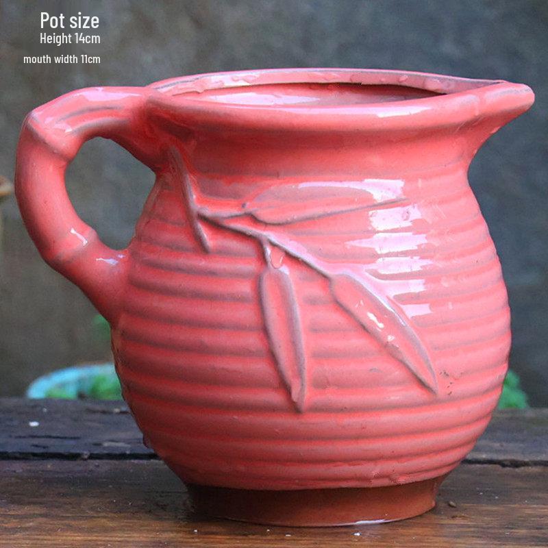Medium Handmade Ceramic Footed Planter: Breathable, Colored Glaze for Succulents & Green Plants