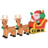 Inflatable Santa Claus with Sleigh and 2 Reindeer, Waterproof Polyester Fabric Christmas Decorations with LED Lights 240x57x112cm