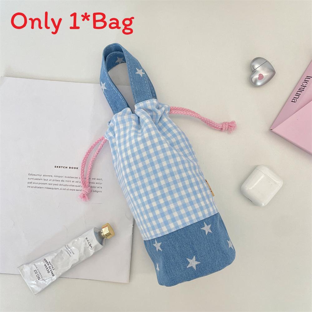 Modern Minimalist Polyester Insulated Water Bottle Bag With Drawstring For Outdoor Sports Use