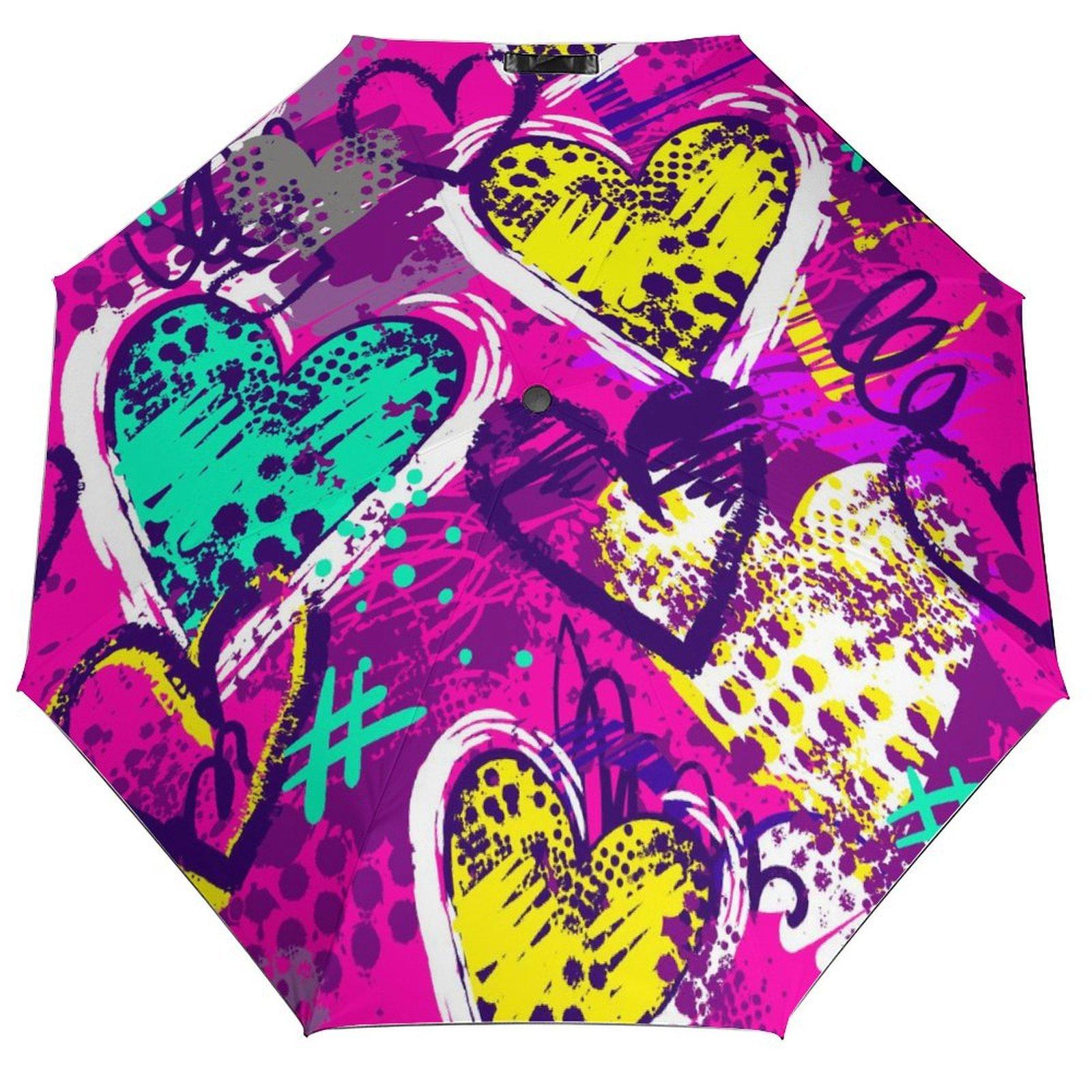 

1 Pack Automatic Umbrella With Reliable Windproof Build And Quick Dry Surface For Travel In Graffiti Themed Style чорний