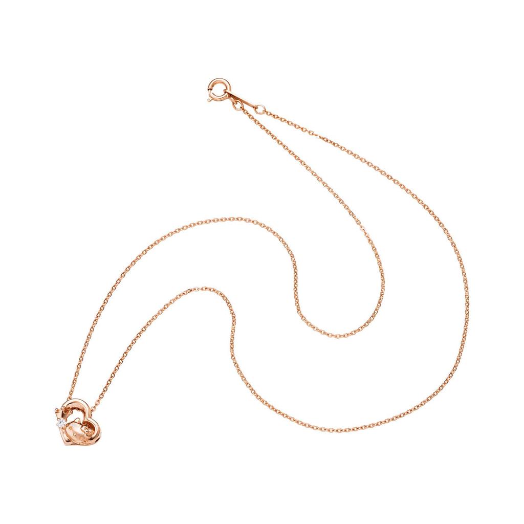 Hello Kitty 45th Anniversary Necklace Open Heart Hello Kitty Sanrio Pendant Pink Gold [White Clover] Women's SA45KT-N002PG