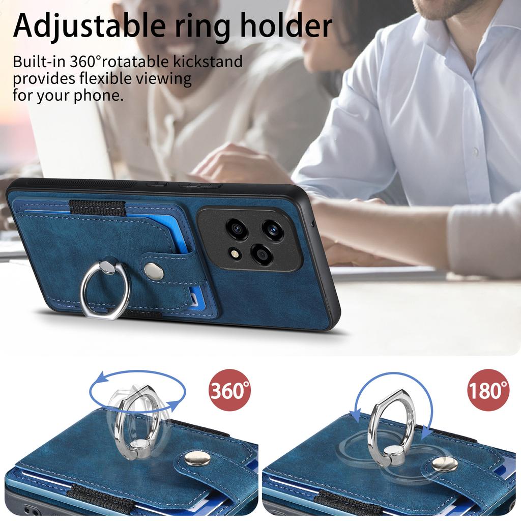 D2 for Honor 200 Lite Case Card Slots Retro PU+TPU Cover with Kickstand