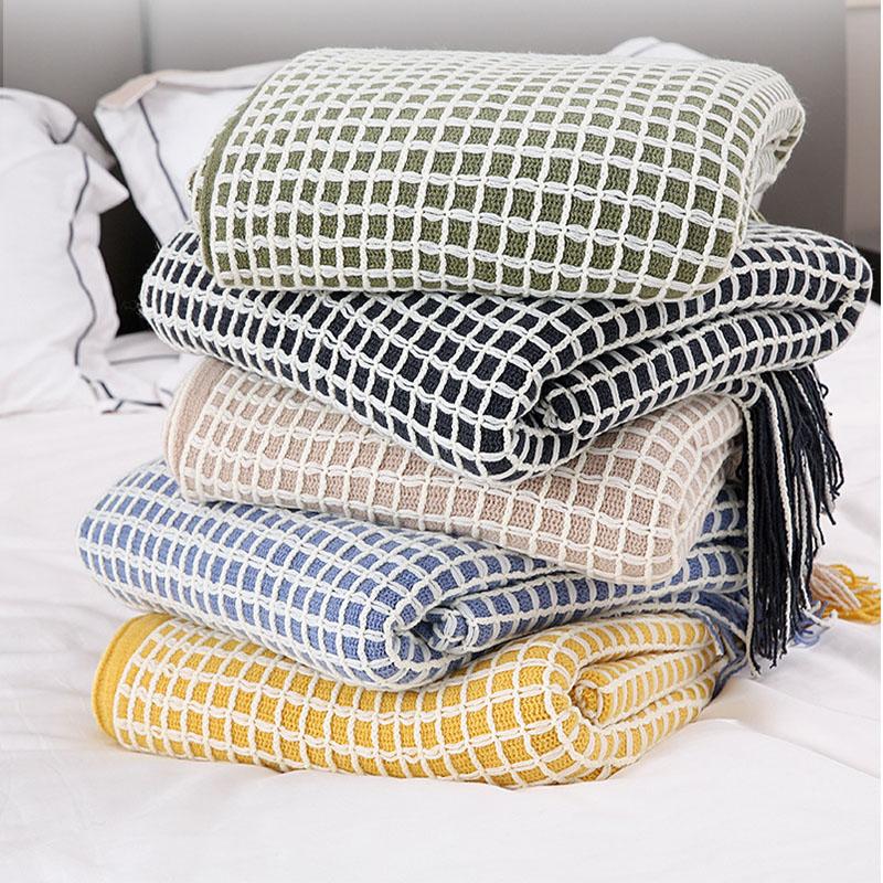 Vier Jahreszeiten Waffel Strickdecke und Überwurf Moderne einfache Bett Ende Handtuch Nickerchen Sofa Bettdecke Bequeme Schal Decke Großhandel