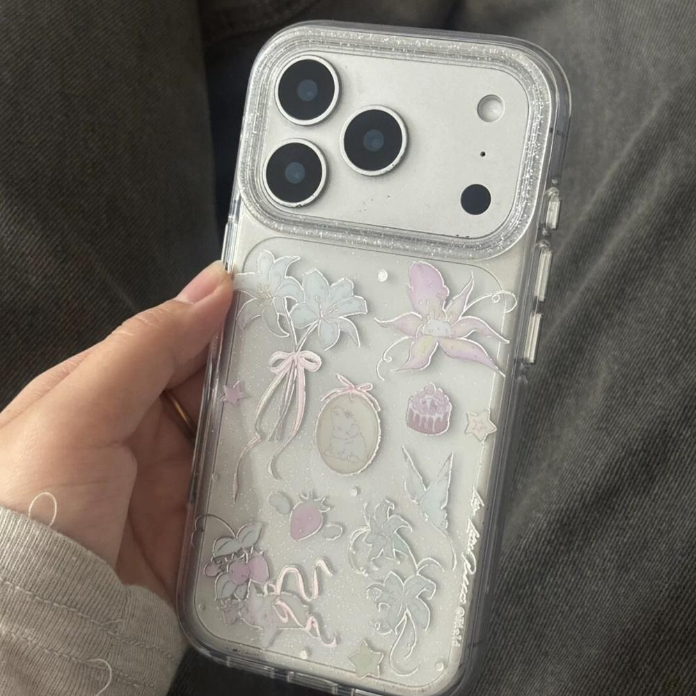 Весенний Цветочный Кролик Чехол для iPhone 17 Pro Max Милый Цветочный Дизайн Кролика Модный Чехол для Телефона Женский Девочки iPhone 15
