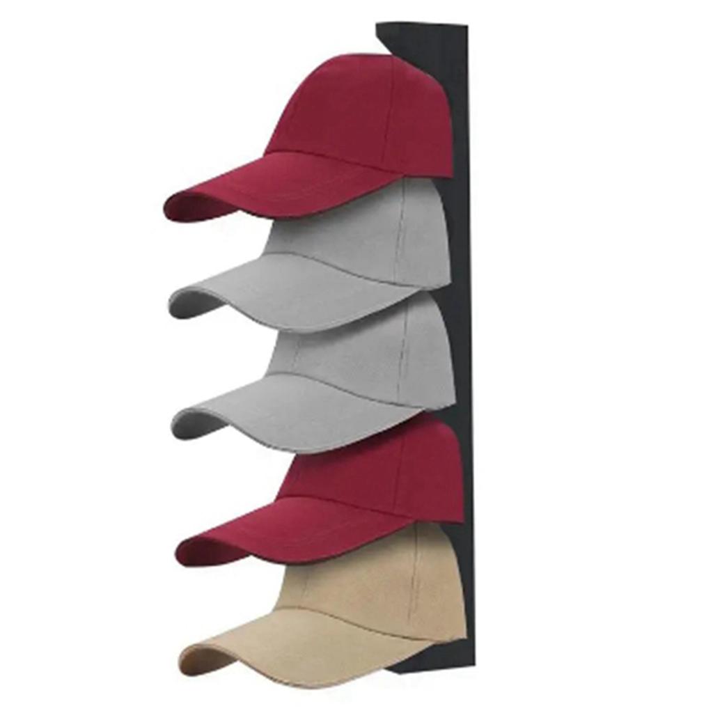 ABWR-4X Wooden Hat Hanger For Baseball Cap Home Decor Space-Saving Wooden Organizer With Display Shelf Black