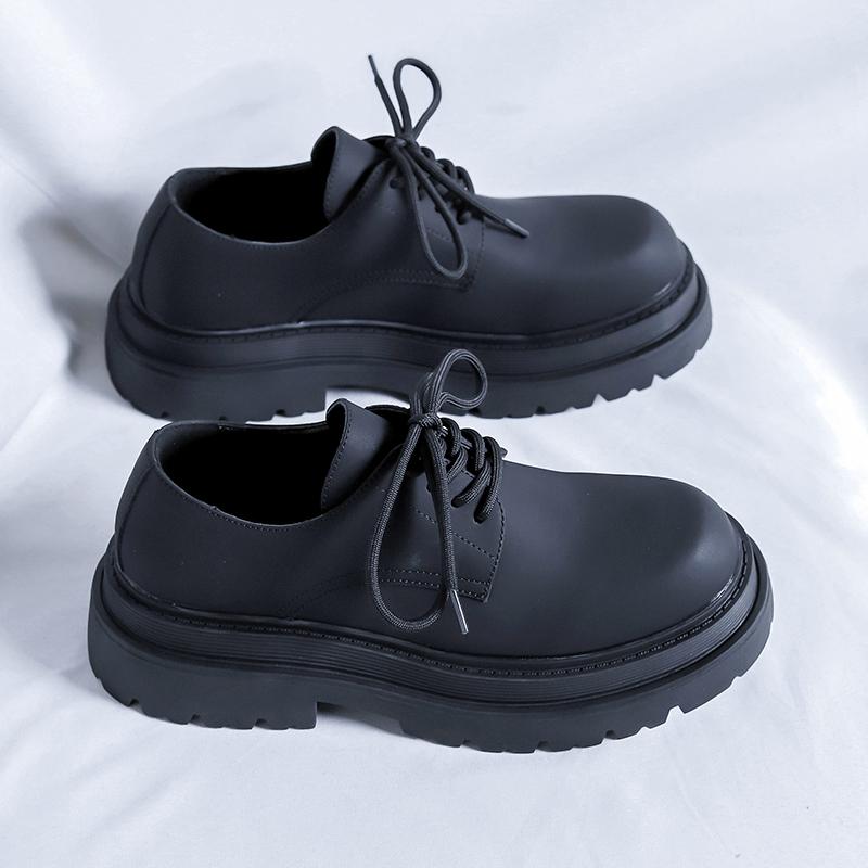 Značkové Kožené Mokasíny Pánské Boty Japonský Korejský Streetwear Business Černé Ležérní Silná Podrážka Platforma Kožené Svatby Pánské