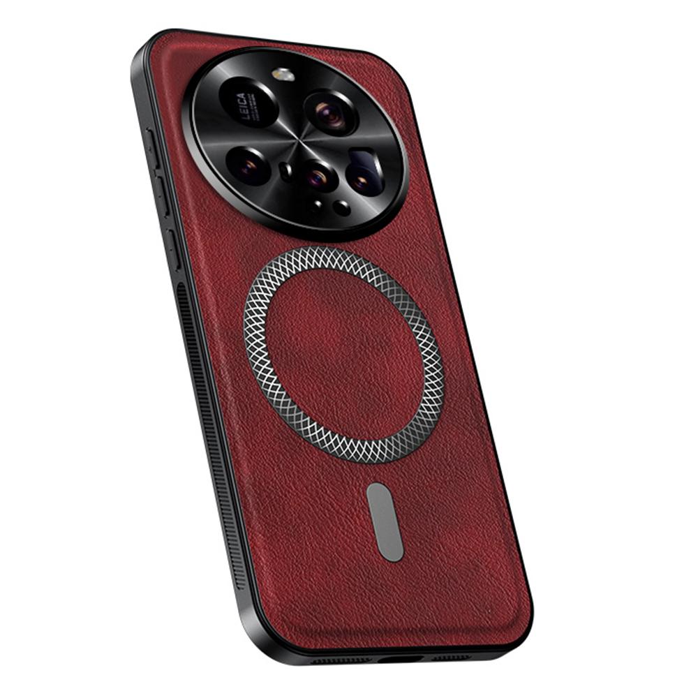 

For Xiaomi 15 Ultra Magnetic Case PU TPU PC Phone Back Cover with Metal Lens Frame D