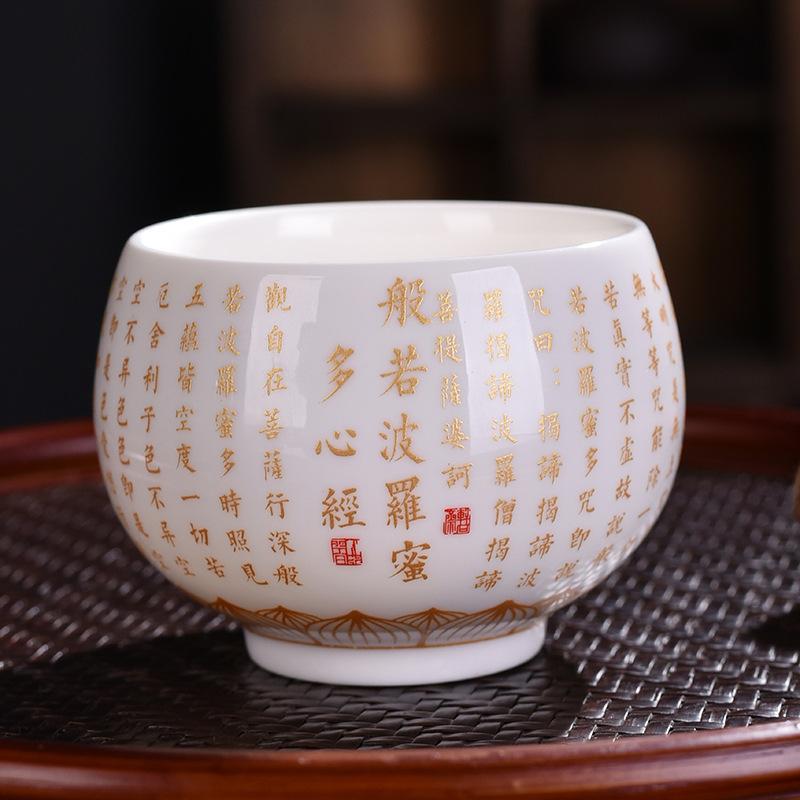 Blanc De Chine Herz Sutra Baifu Meistertasse Weißes Jadeporzellan Kung Fu Teeset Große persönliche besondere Teetasse