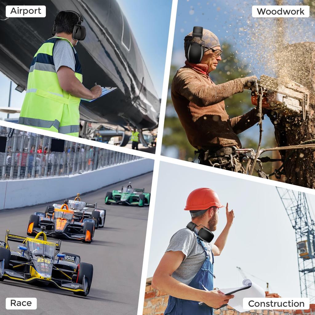 ProCase Adult Noise Cancelling Earmuffs with Adjustable Ear Hearing Protection Noise Reduction 35dB NRR Black Headband, Covers, Headphones, Rate -