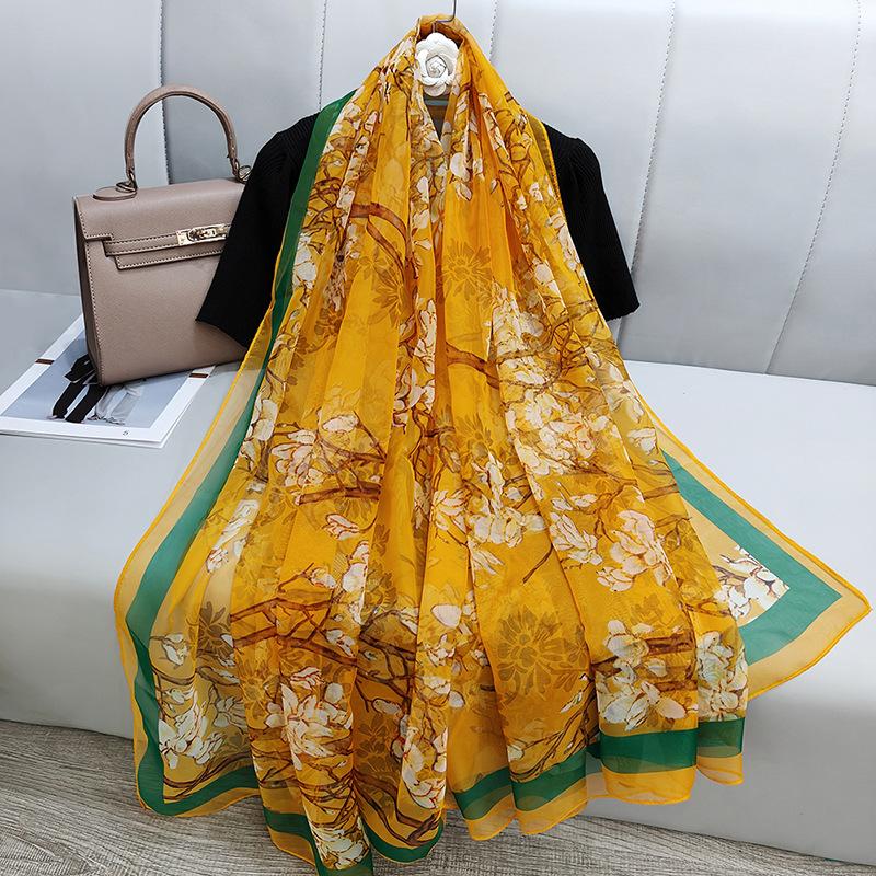 New Silk Beach Stoles Women Hijab Scarf Sunscreen Shawl Wraps Ladies Scarves Foulard Beach Stoles Female Large Bandana Echarpe