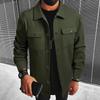 2026 New Men's Woolen Jacket, Solid Color Coat with Turn-down Collar and Buttons, Casual Overcoat