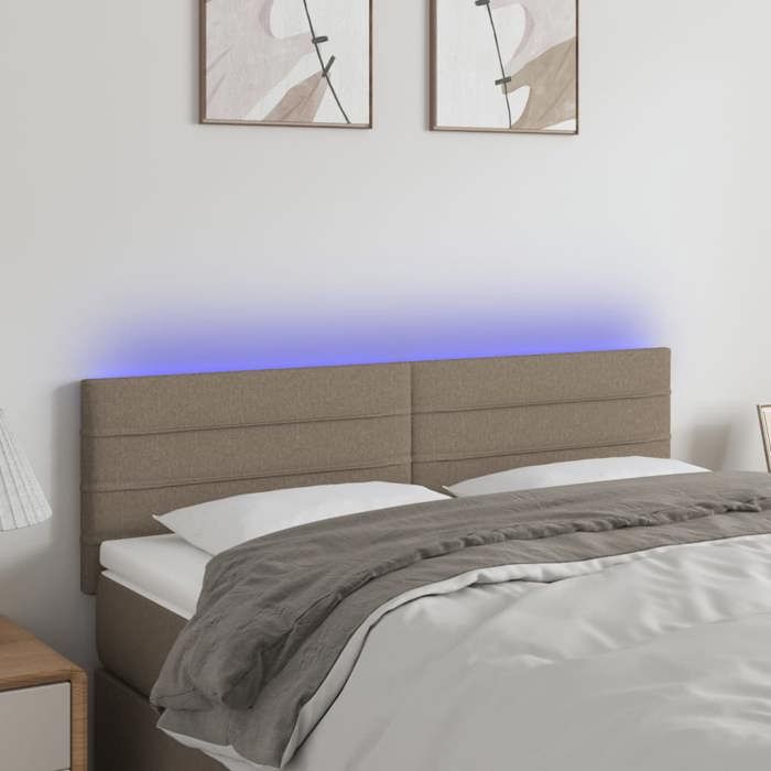 VidaXL Tête de Lit à LED Meuble de Chambre à Coucher Accessoire de Lit Double Tête de Cadre de Lit Intérieur Taupe 3121754