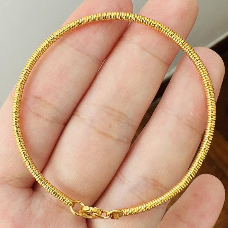 

Hot selling Yuanyuanman gold circle bracelet 2024 new fashion light luxury plain gold small gold bracelet bracelet for women золотой