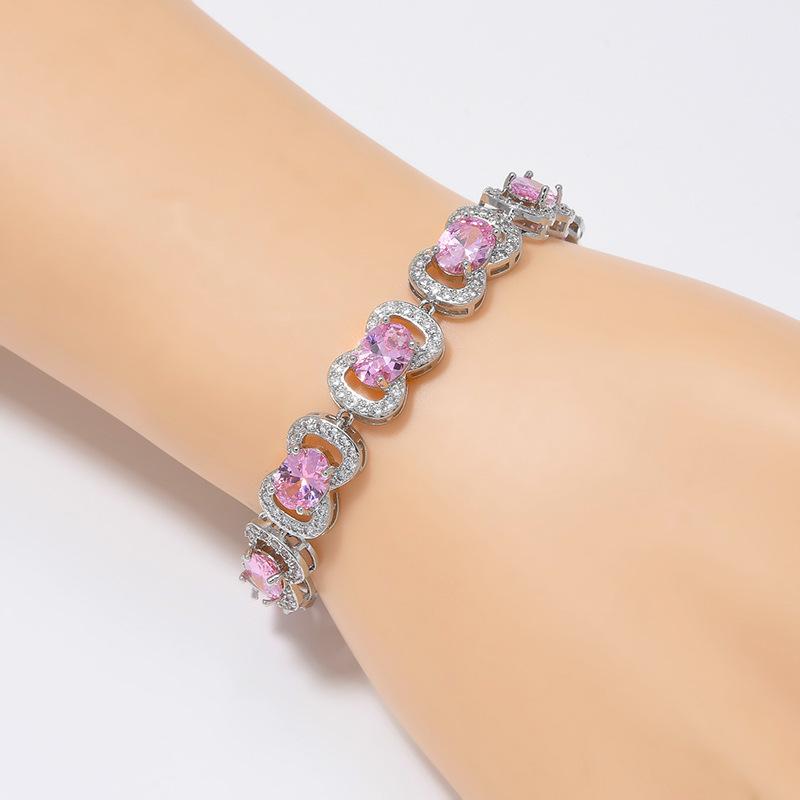 Wholesale of New Exquisite Oval Bow Candy Zircon Bracelets for Ladies with Niche Designs