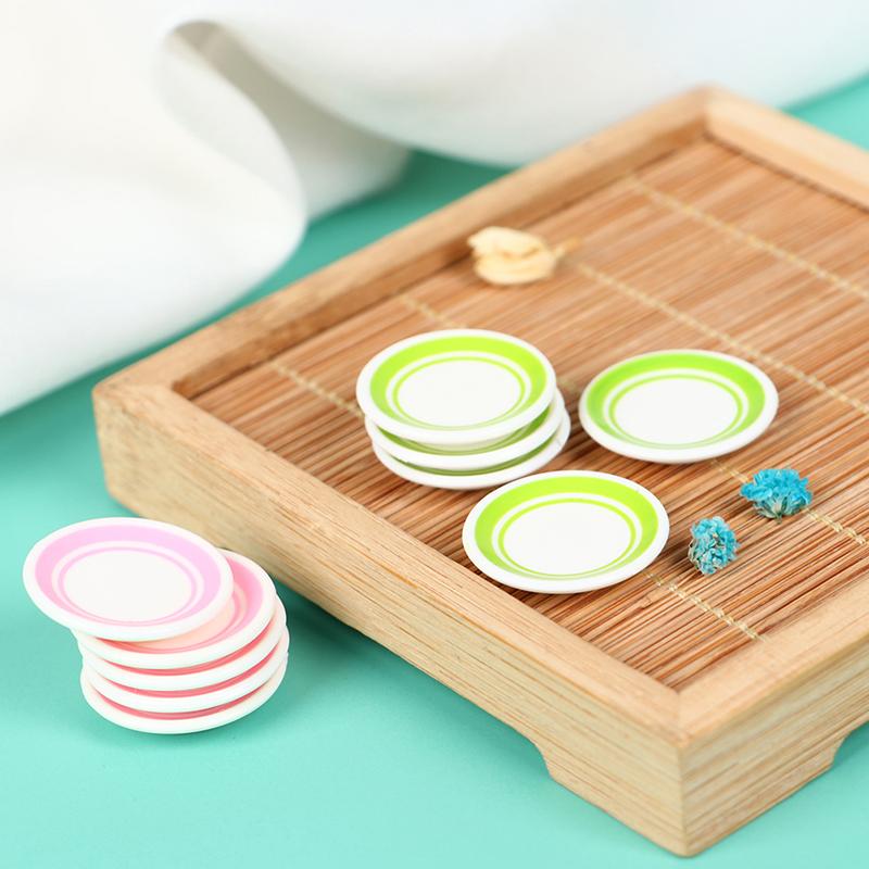 5Pcs/Bag 1:12 Dollhouse Miniature Colorful Plate Dishes Kitchen Accessories Toys