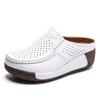 Genuine leather comfortable thick-soled bag head half slippers women's summer wear breathable hollow soft bottom slope heel cool slippers