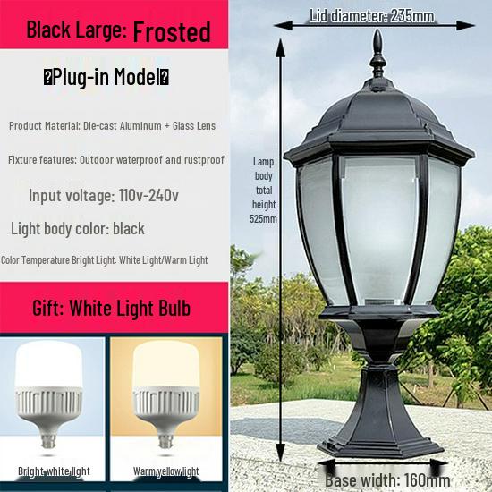 Wasserdichte Außen-Säulenleuchte im europäischen Stil für Zäune und Torpfosten