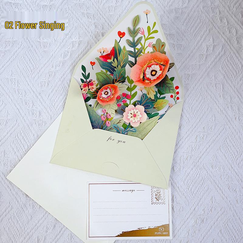 Fleurs Surprise Carte de Vœux 3D Pop-up Thanksgiving - Bénédictions Créatives DIY dans une Enveloppe