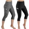 Womens High-Waisted Cross-Leg Capri Yoga Pants With Side Pockets Stretchy Fitness Leggings Gym Workout Running